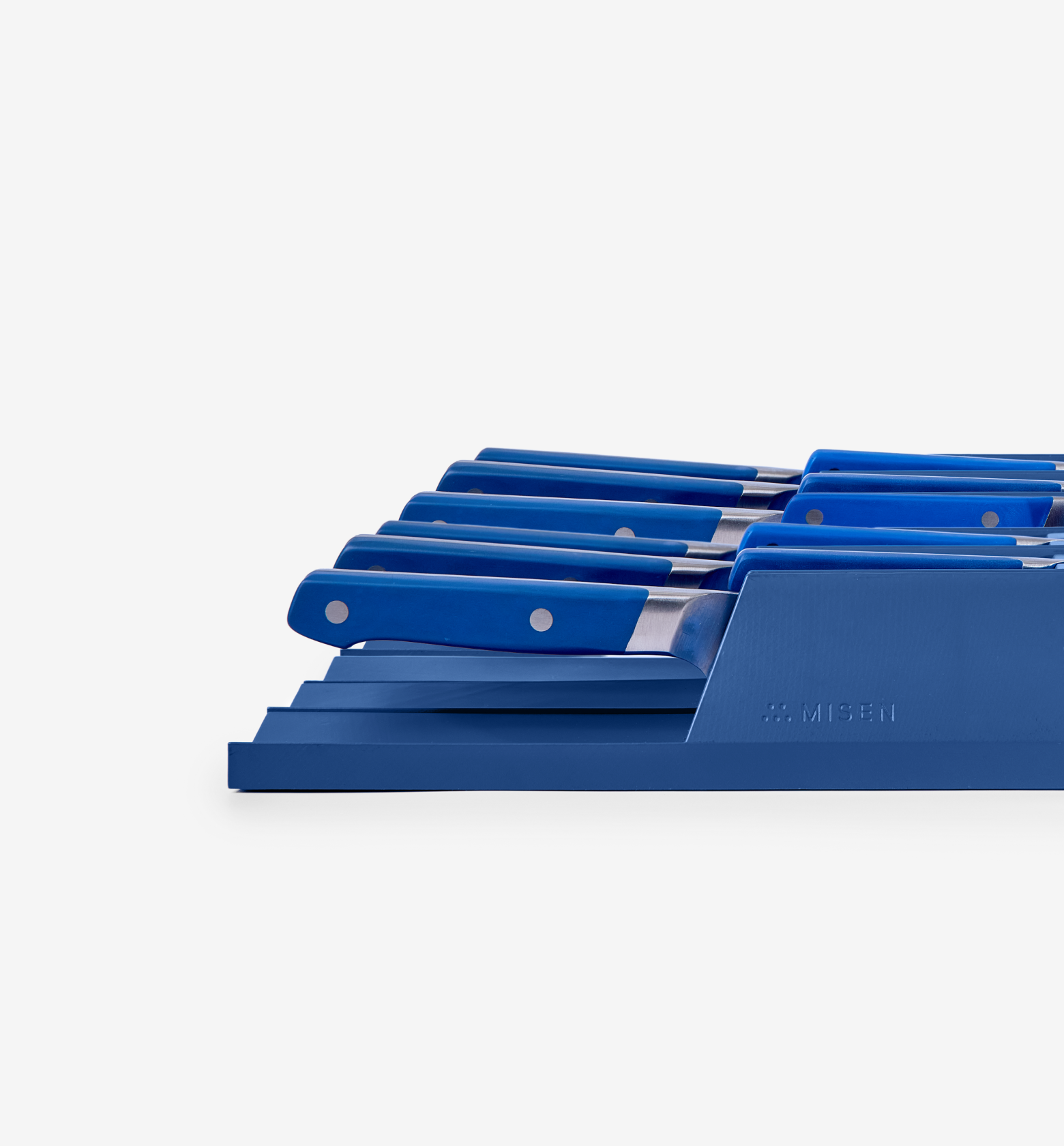 Misen blue knife set in drawer storage organizer