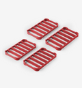 Set of 4 red silicone trivets with slatted grid design for hot pots and pans